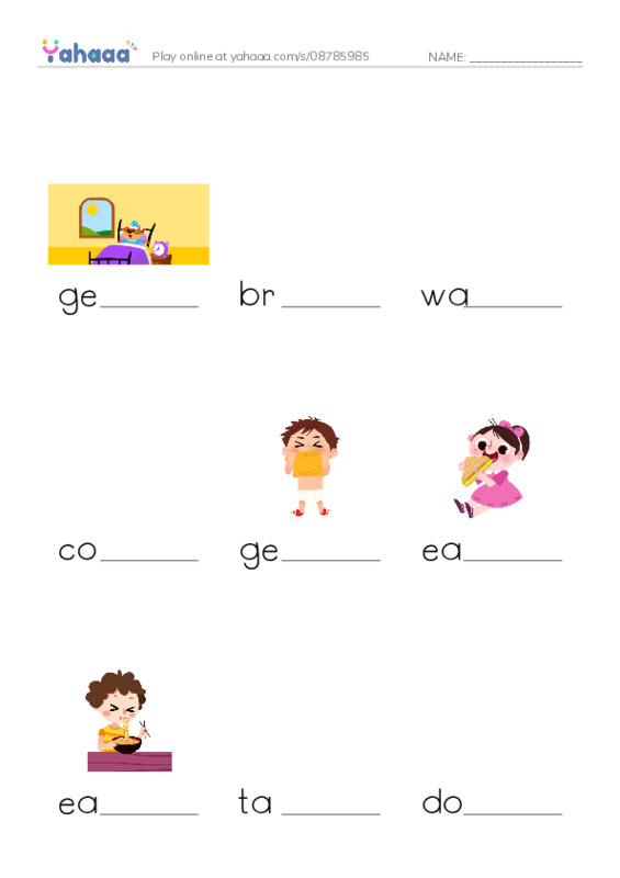 Let's GO 2: Unit 7 Routines PDF worksheet to fill in words gaps