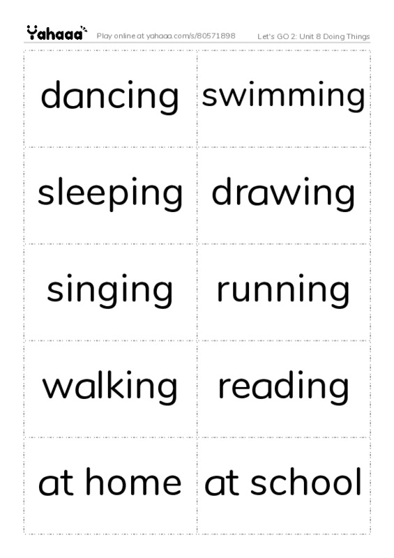 Let's GO 2: Unit 8 Doing Things PDF two columns flashcards