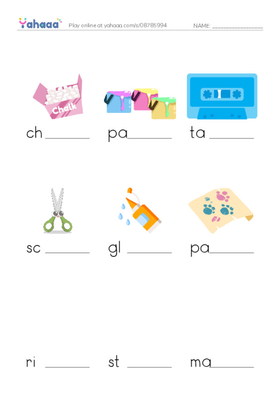 Let's GO 3: Unit 1 At School PDF worksheet to fill in words gaps
