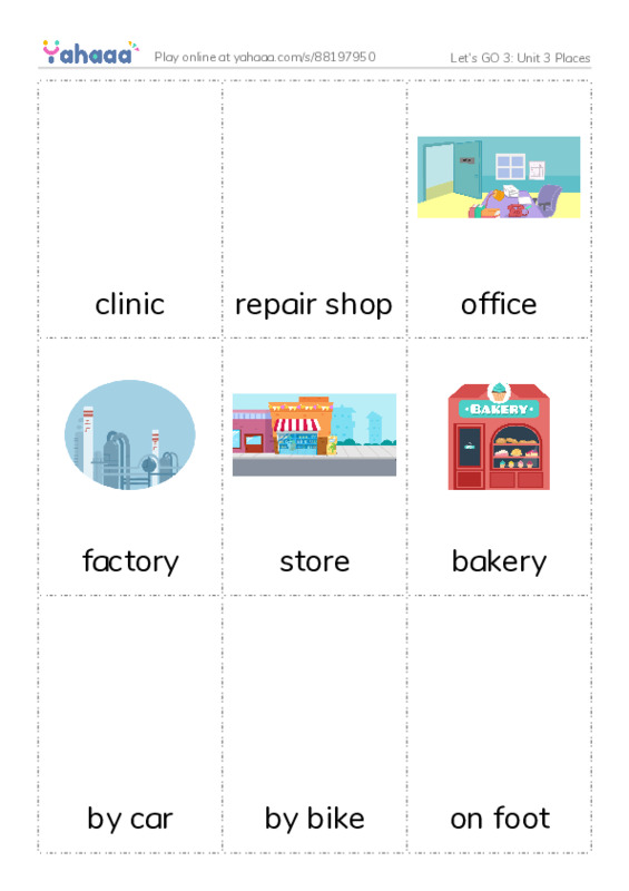 Let's GO 3: Unit 3 Places PDF flaschards with images