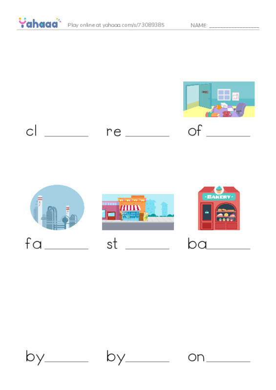 Let's GO 3: Unit 3 Places PDF worksheet to fill in words gaps
