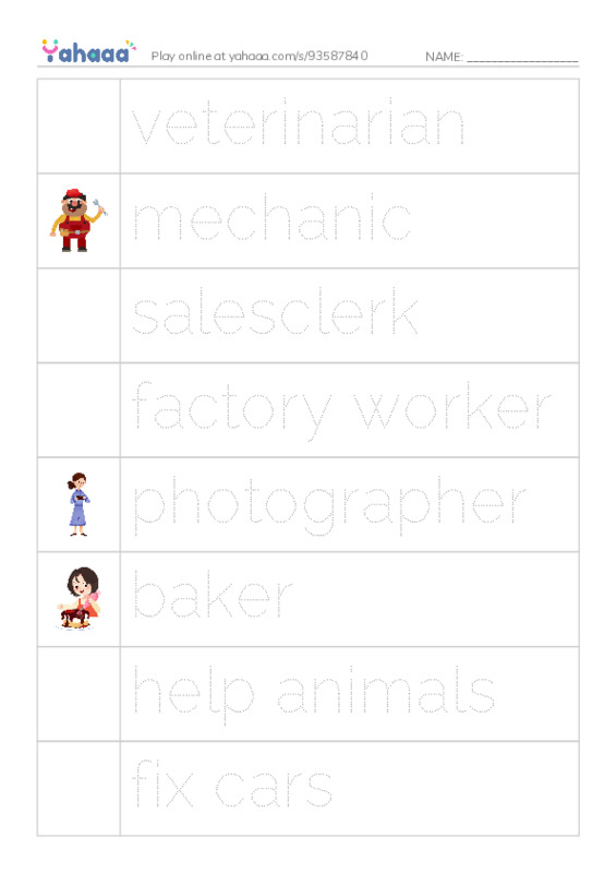 Let's GO 3: Unit 4 Occupations PDF one column image words
