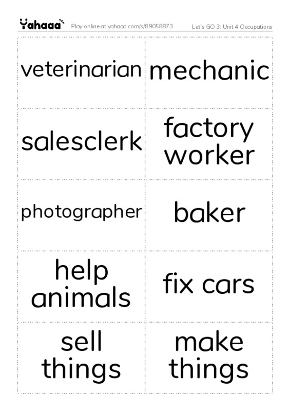 Let's GO 3: Unit 4 Occupations PDF two columns flashcards