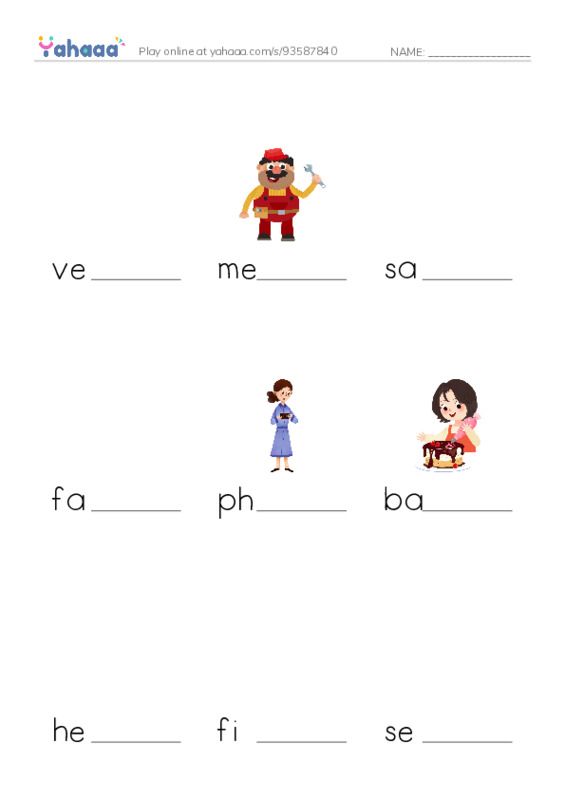 Let's GO 3: Unit 4 Occupations PDF worksheet to fill in words gaps