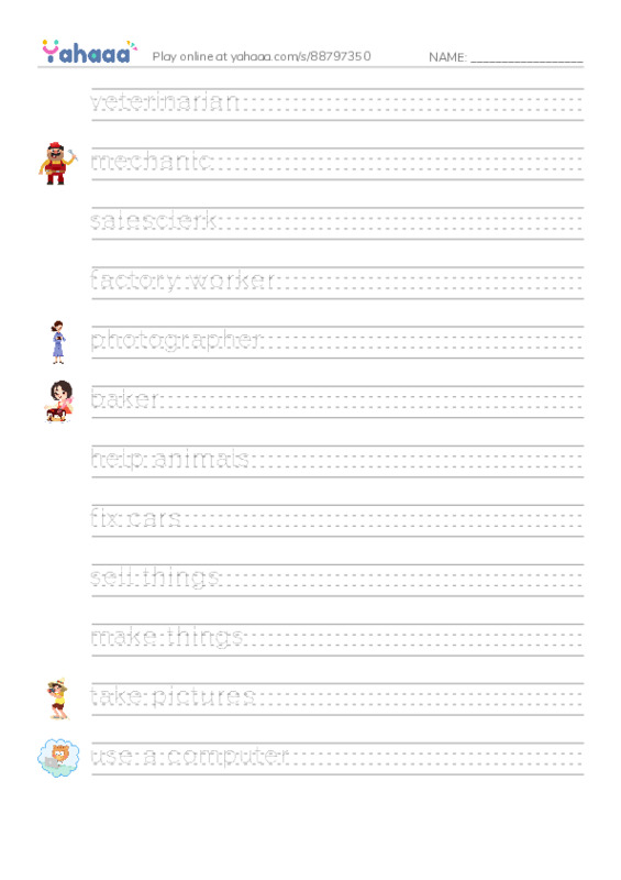 Let's GO 3: Unit 4 Occupations PDF write between the lines worksheet