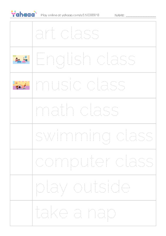 Let's GO 3: Unit 5 Activities PDF one column image words