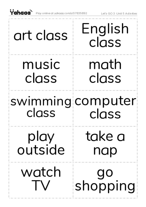 Let's GO 3: Unit 5 Activities PDF two columns flashcards