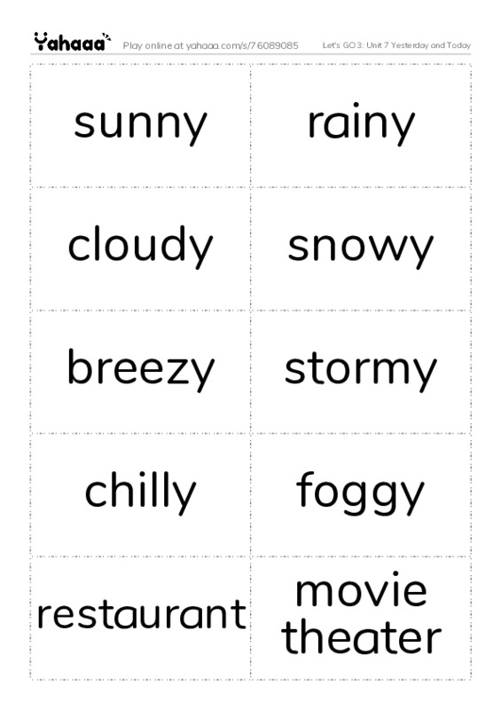 Let's GO 3: Unit 7 Yesterday and Today PDF two columns flashcards