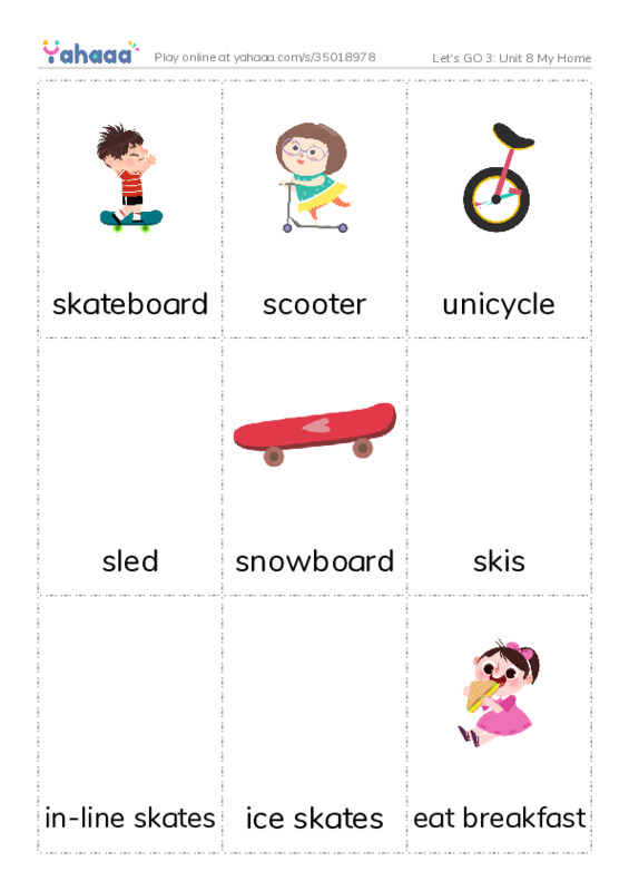 Let's GO 3: Unit 8 My Home PDF flaschards with images