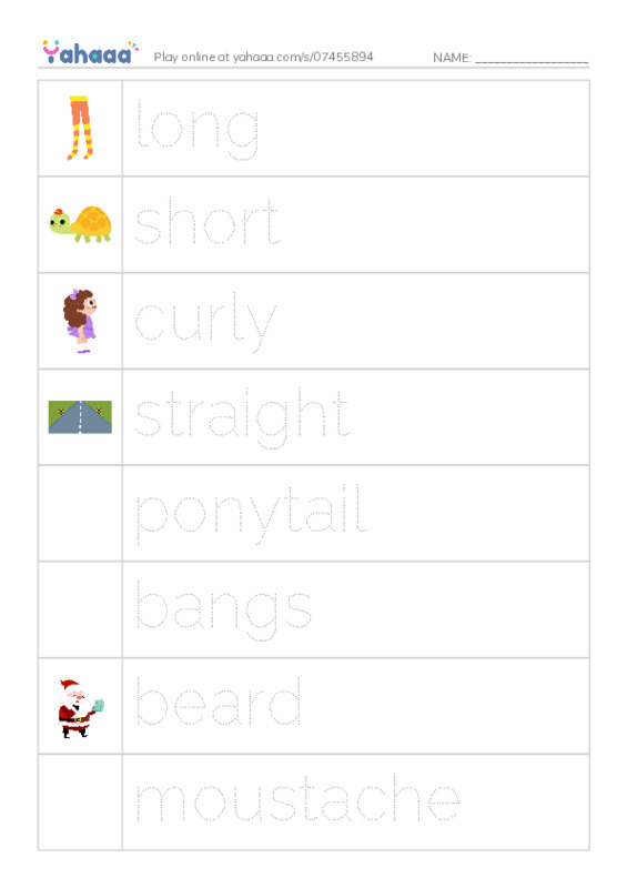Let's GO 4: Unit 6 Hair styles PDF one column image words