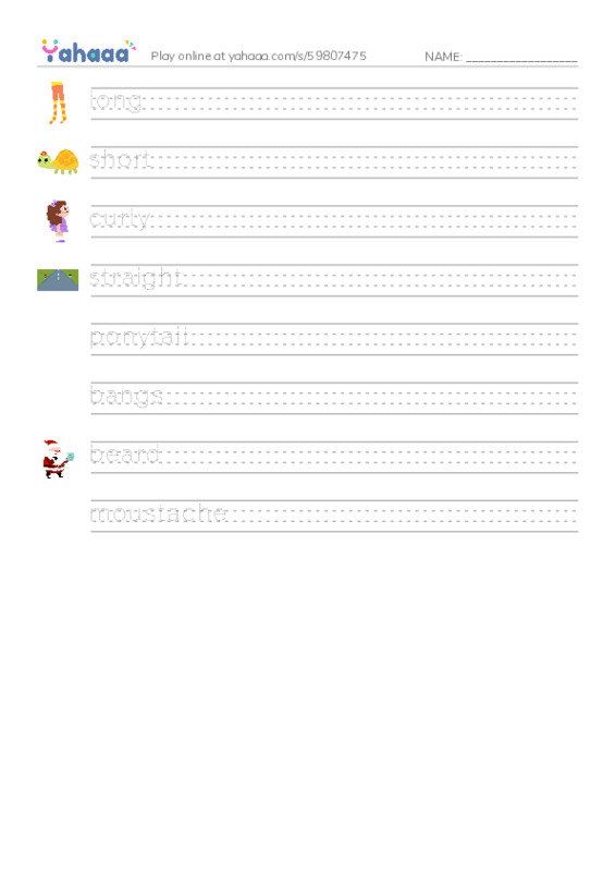 Let's GO 4: Unit 6 Hair styles PDF write between the lines worksheet