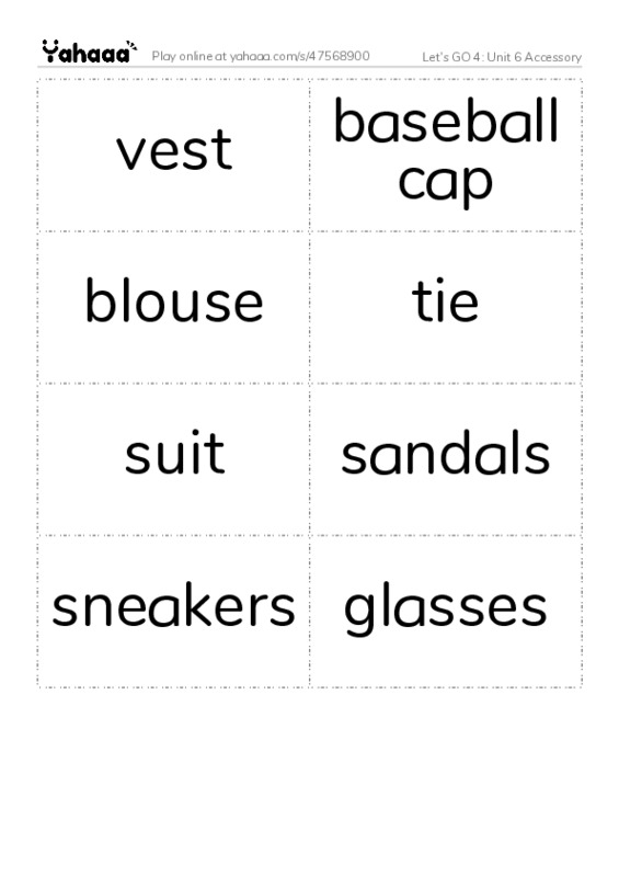 Let's GO 4: Unit 6 Accessory PDF two columns flashcards