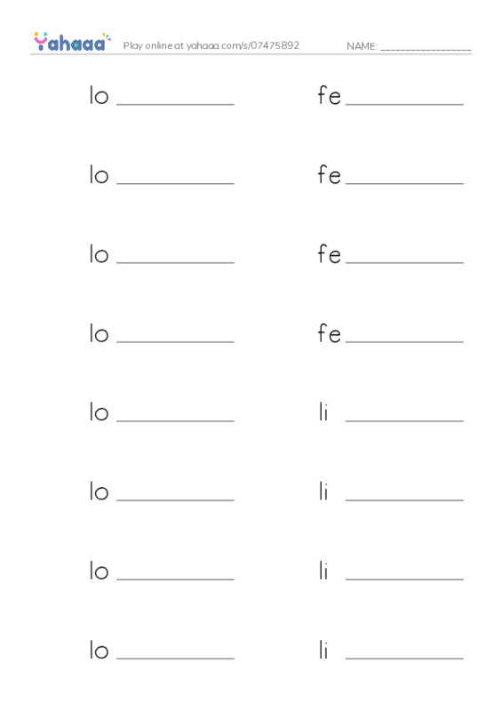 Let's GO 5: Unit 1 How Much Food? PDF worksheet writing row