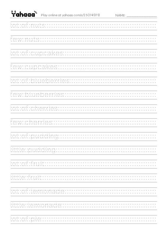 Let's GO 5: Unit 1 How Much Food? PDF write between the lines worksheet