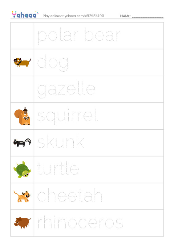 Let's GO 5: Unit 2 Comparing Animals PDF one column image words