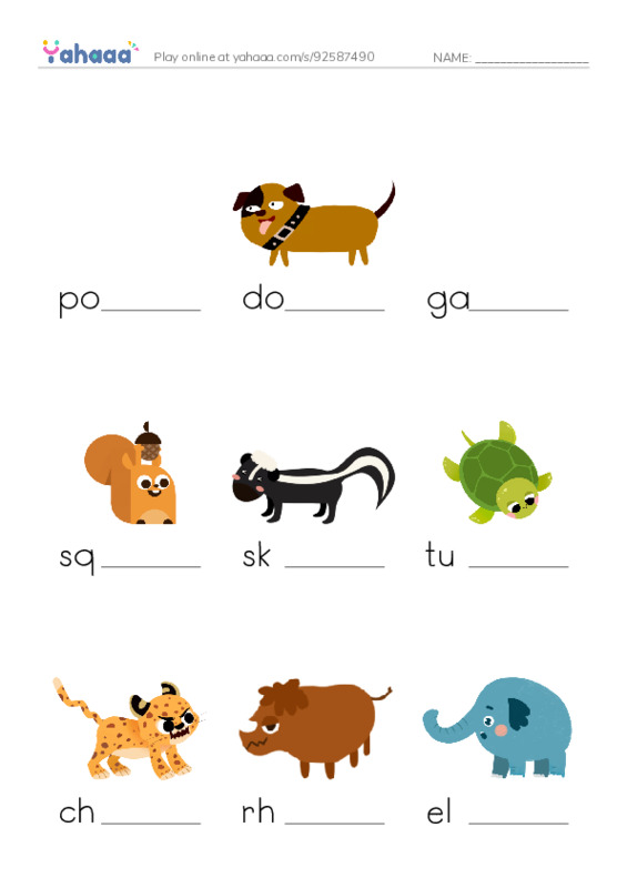 Let's GO 5: Unit 2 Comparing Animals PDF worksheet to fill in words gaps