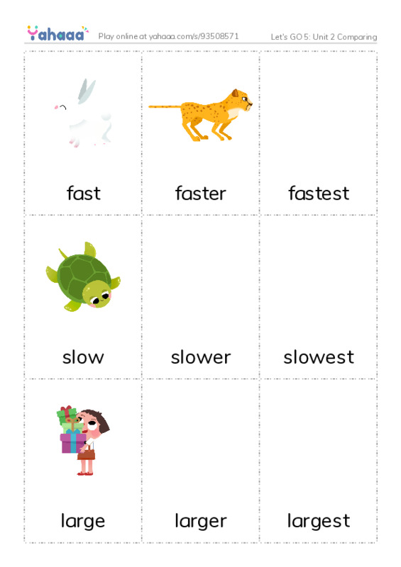 Let's GO 5: Unit 2 Comparing PDF flaschards with images