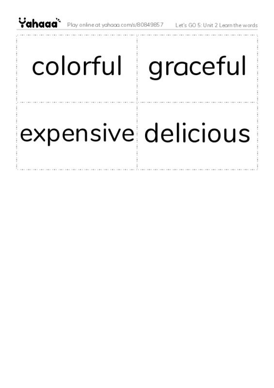 Let's GO 5: Unit 2 Learn the words PDF two columns flashcards