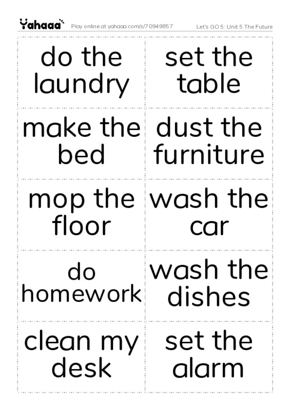 Let's GO 5: Unit 5 The Future PDF two columns flashcards