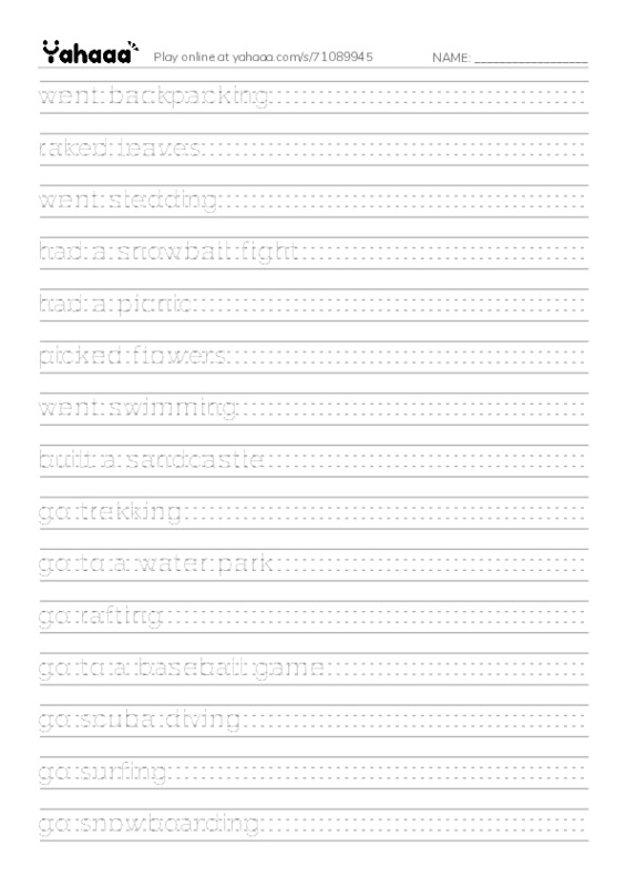 Let's GO 5: Unit 6 Fun in the Seasons PDF write between the lines worksheet