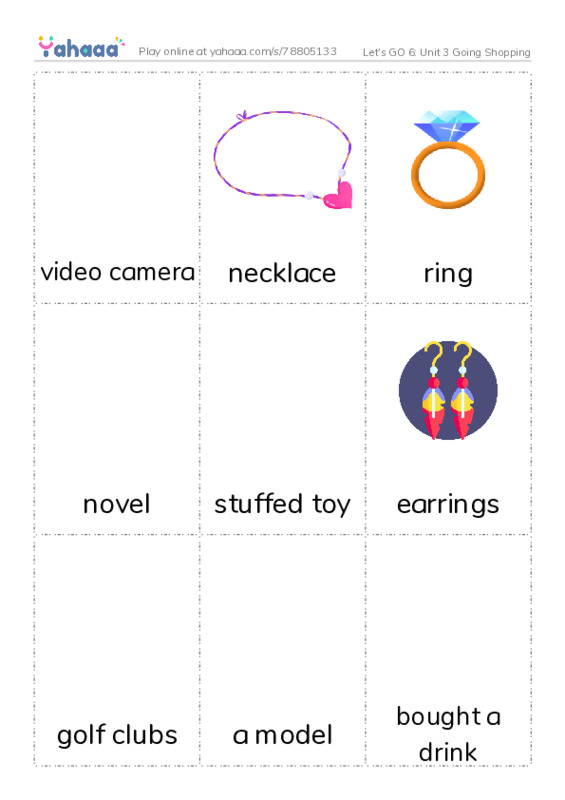 Let's GO 6: Unit 3 Going Shopping PDF flaschards with images