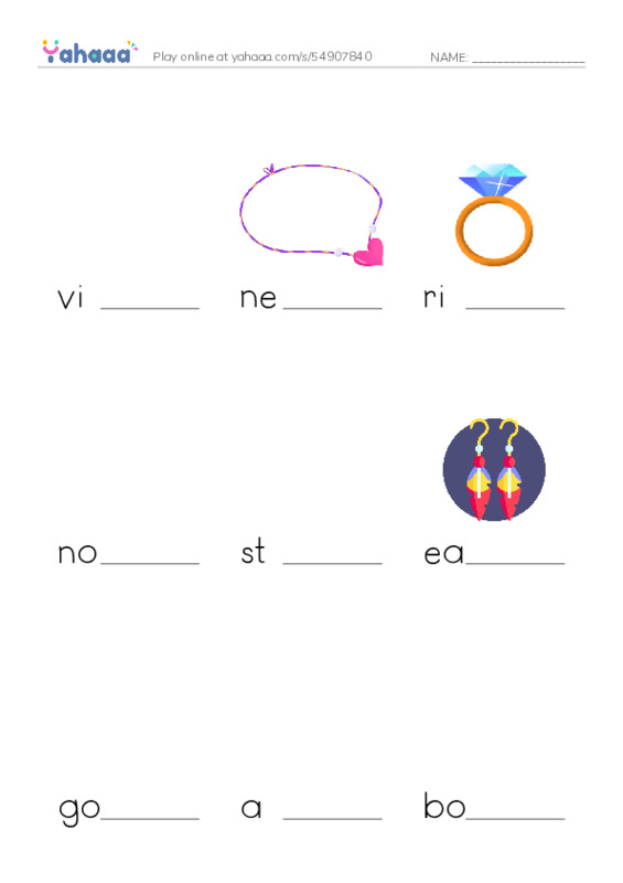 Let's GO 6: Unit 3 Going Shopping PDF worksheet to fill in words gaps