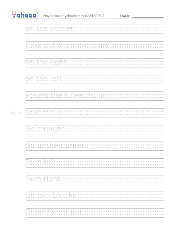Let's GO 6: Unit 4 Around Town PDF write between the lines worksheet