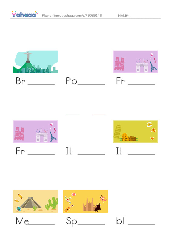 Let's GO 6: Unit 5 Explore the World PDF worksheet to fill in words gaps