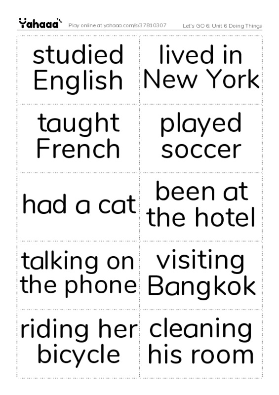 Let's GO 6: Unit 6 Doing Things PDF two columns flashcards