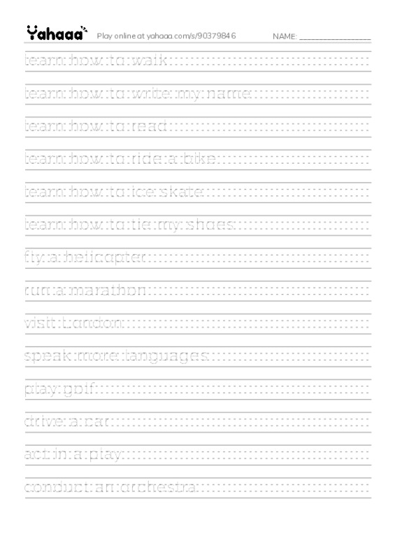 Let's GO 6: Unit 7 About Me PDF write between the lines worksheet