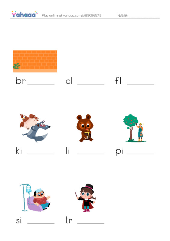 Word Families: ick PDF worksheet to fill in words gaps