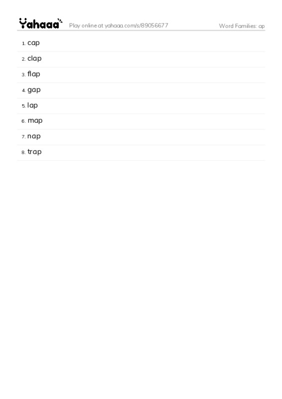 Word Families: ap PDF words glossary
