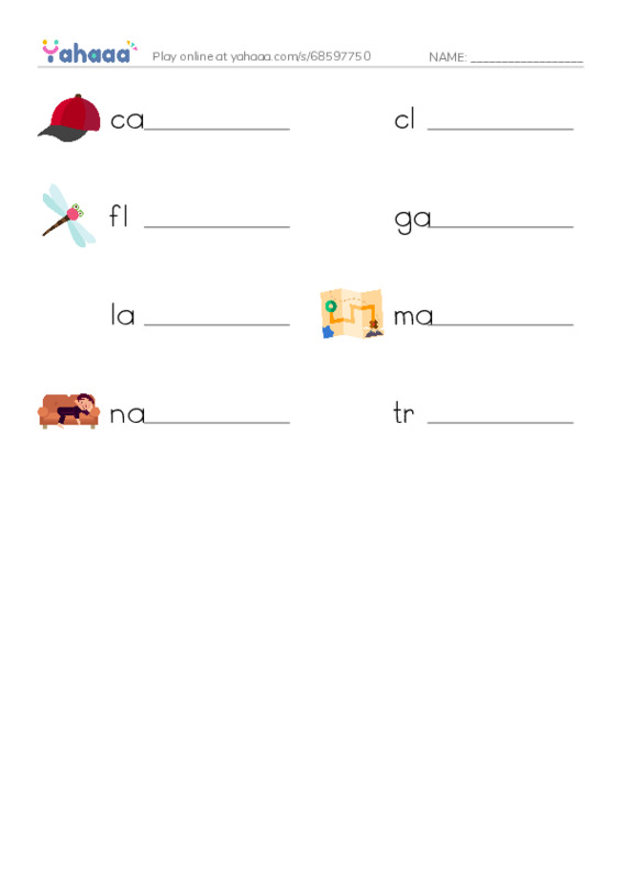 Word Families: ap PDF worksheet writing row