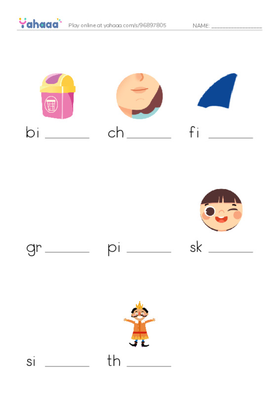 Word Families: in PDF worksheet to fill in words gaps