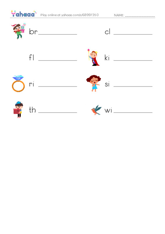 Word Families: ing PDF worksheet writing row