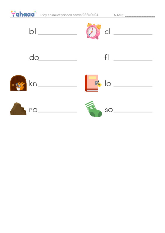 Word Families: ock PDF worksheet writing row