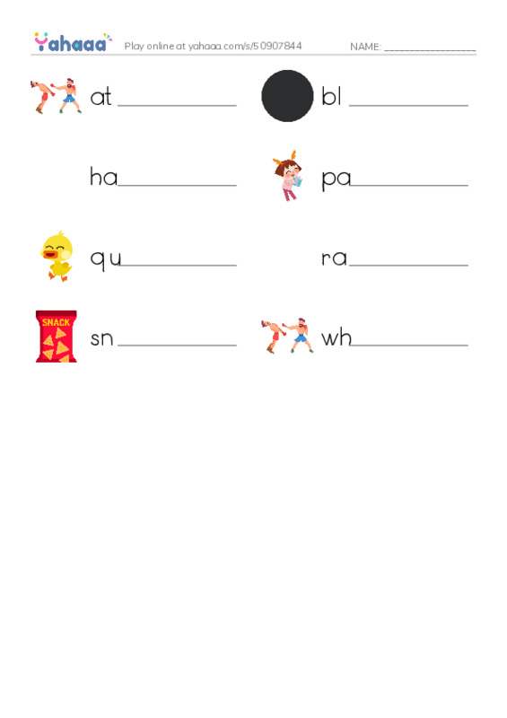 Word Families: ack PDF worksheet writing row