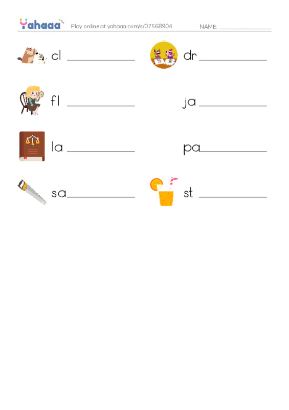 Word Families: aw PDF worksheet writing row
