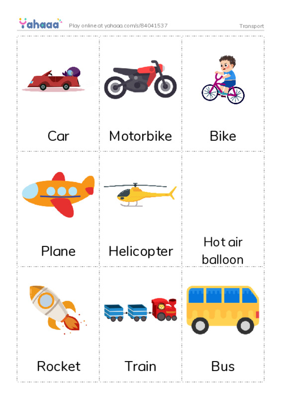 Transport PDF flaschards with images