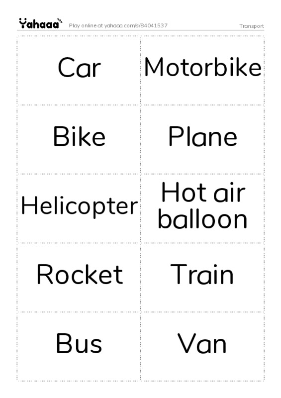 Transport PDF two columns flashcards