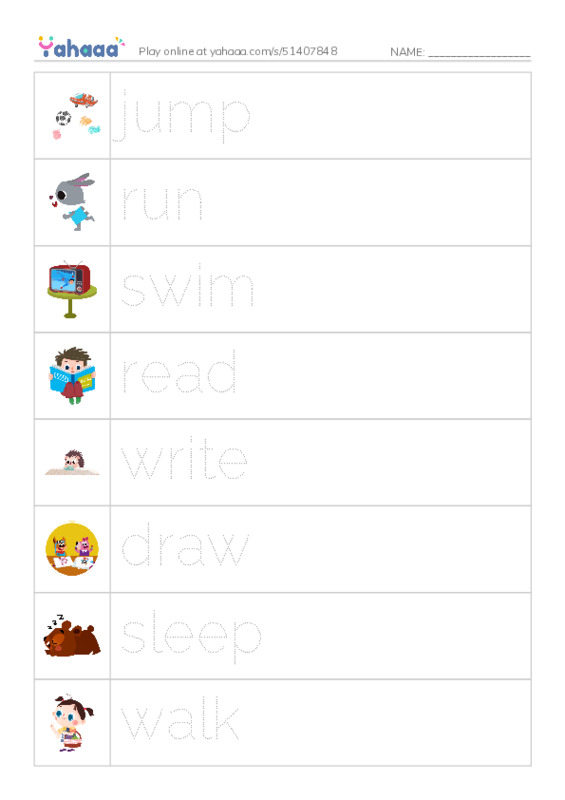 Verbs PDF one column image words