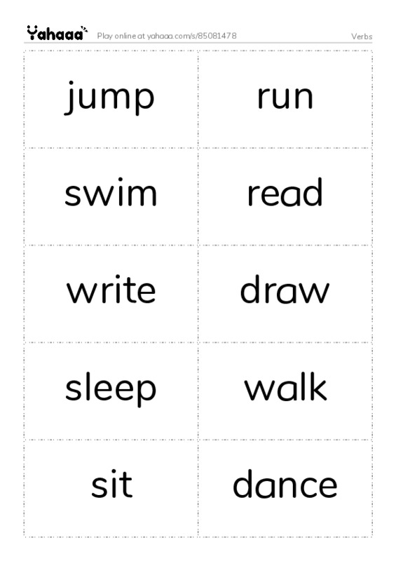 Verbs PDF two columns flashcards