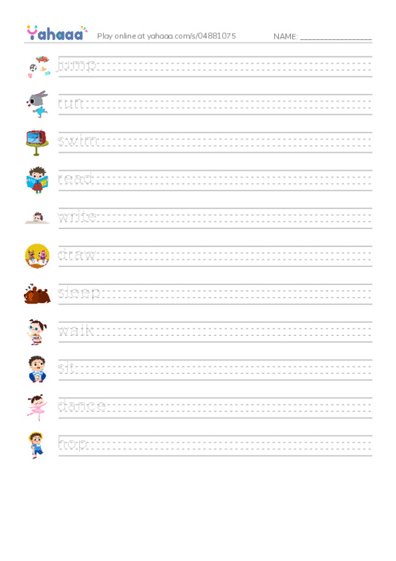 Verbs PDF write between the lines worksheet