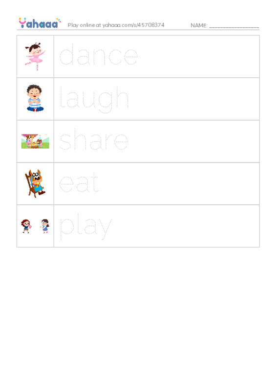 Fun activities PDF one column image words