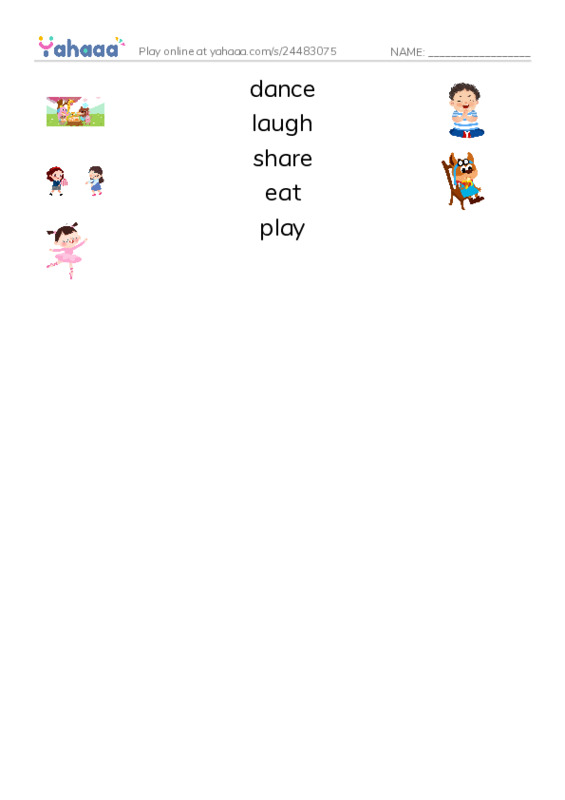 Fun activities PDF three columns match words