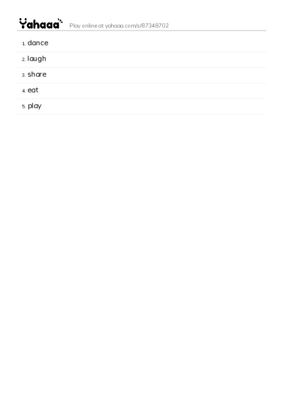 Fun activities PDF words glossary