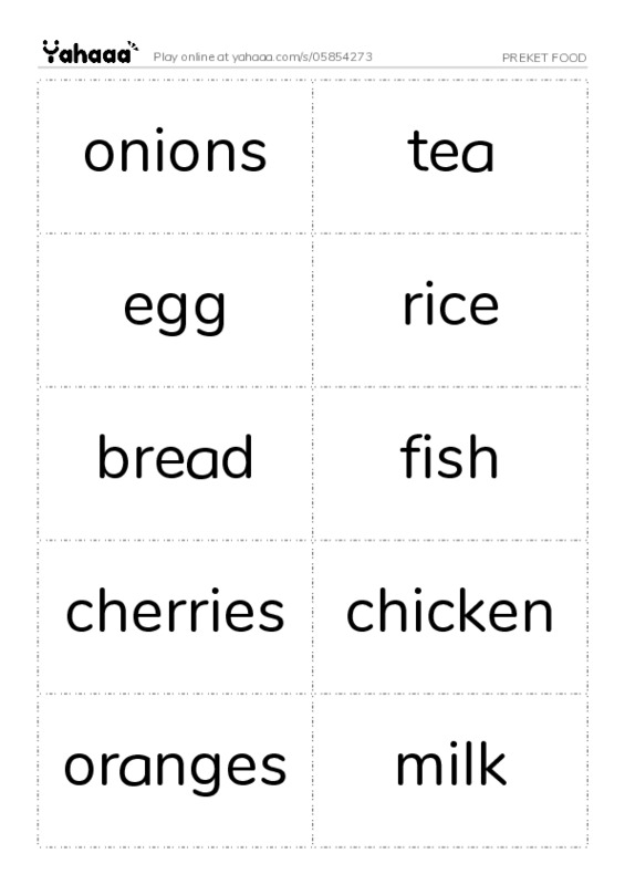 PREKET FOOD PDF two columns flashcards