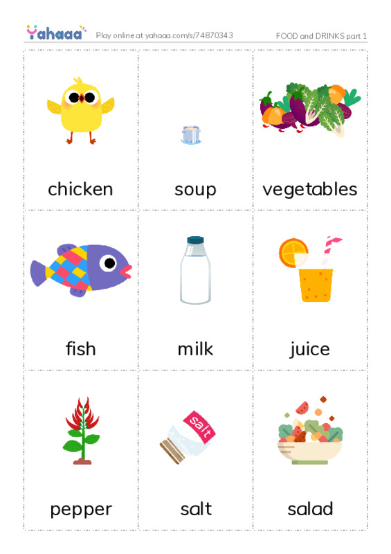 FOOD and DRINKS part 1 PDF flaschards with images