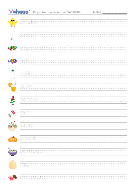 FOOD and DRINKS part 1 PDF write between the lines worksheet