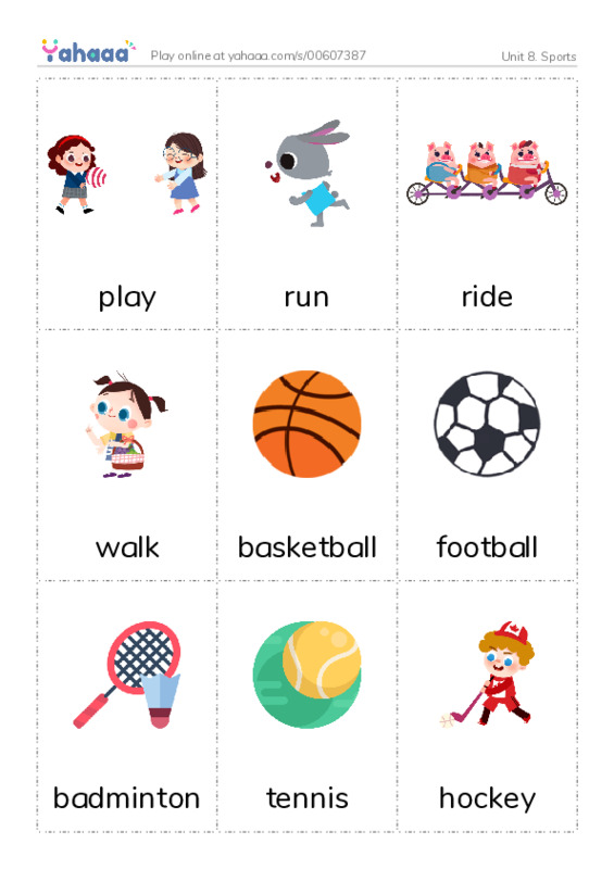 Unit 8. Sports PDF flaschards with images